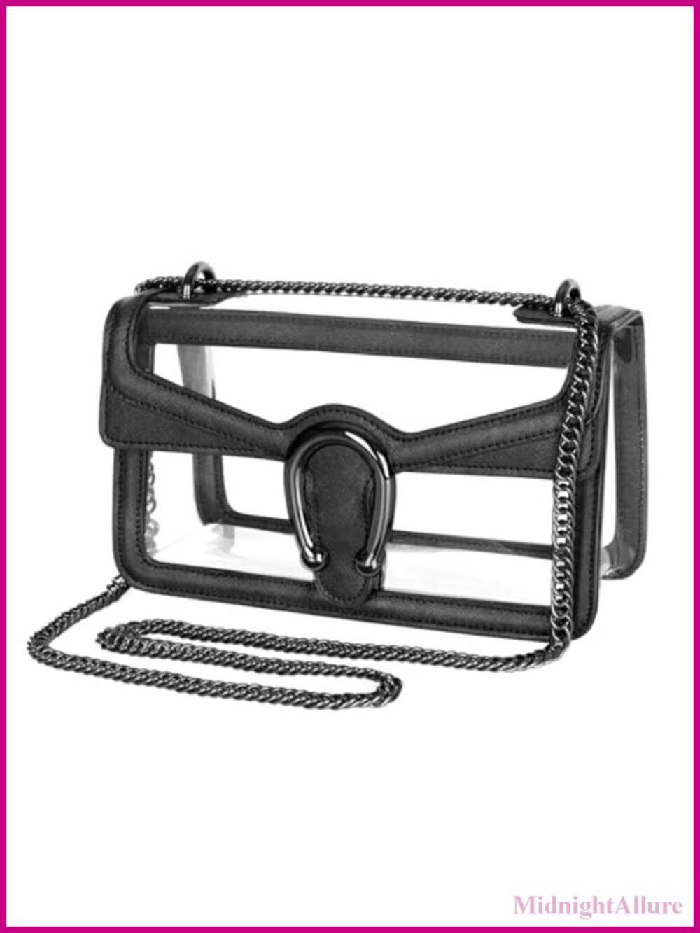 Clear PVC Stadium Approved Hobo Handbag Chain Strap Vegan Leather